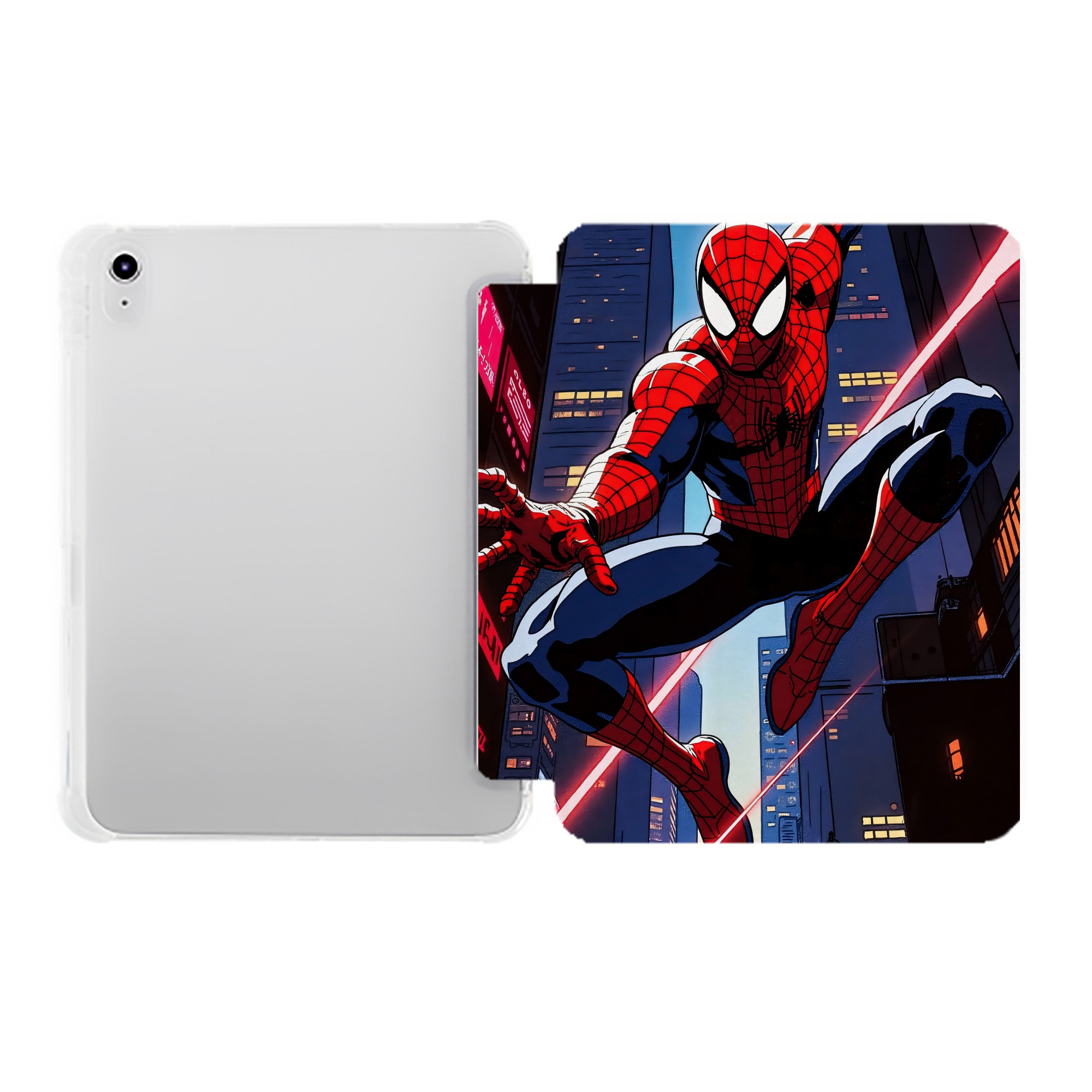 （画像用） Spider Man スパイダーマン IPad ケース ペン収納付き 三つ折りスタンド PUレザー×シリコン 対応機種9.5/10.5/10.9インチ